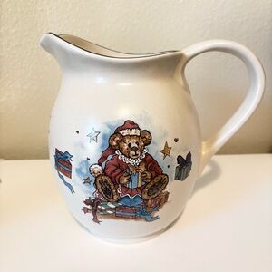 Vintage Bearware Pottery Works Boyds Bears Christmas Pitcher 2001